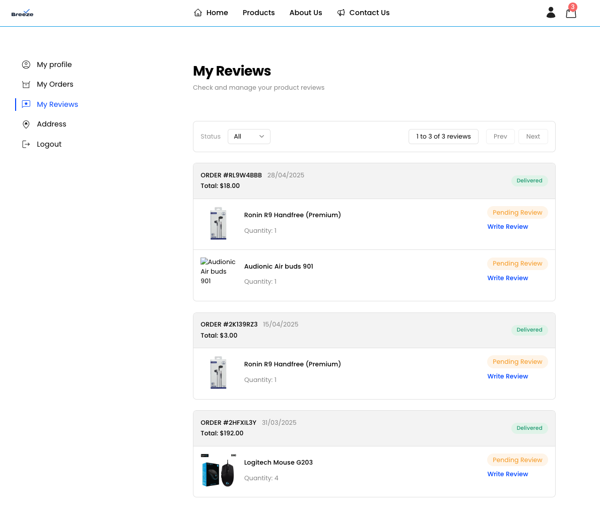 Customer review management system with rating features